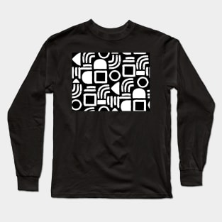 Black and White Minimal Solid Geometry Long Sleeve T-Shirt